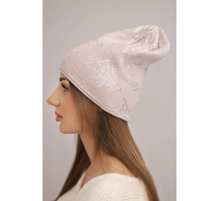 Dámska zimná vlnená čiapka s dvojitým okrajom K426 oranžová