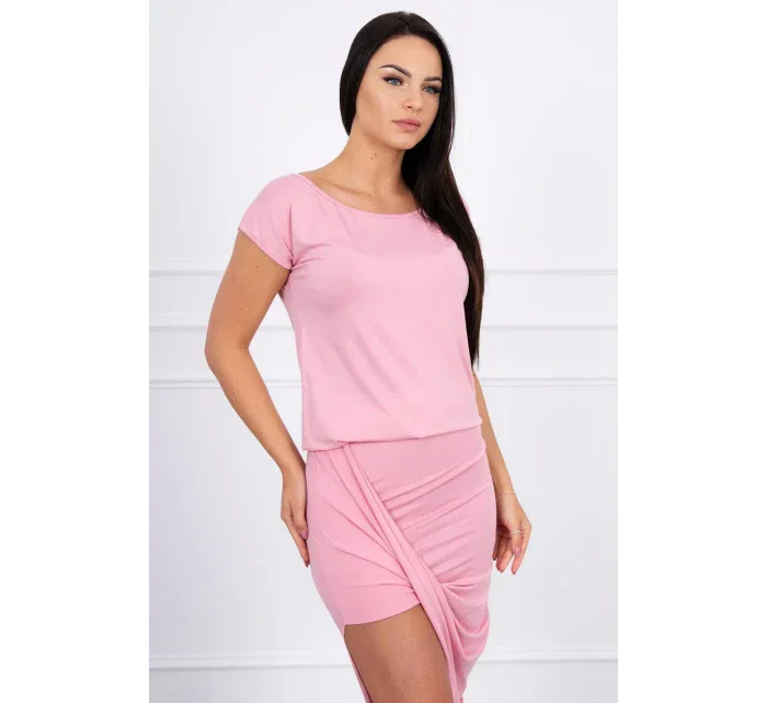 Asymetrické šaty pudrově růžové