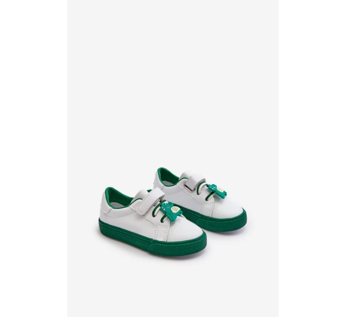 Dziecięce Sneakersy Trampki Z Przypinką Biało-Zielone Pennyn Dziecięce Sneakersy Trampki Z Przypinką Biało-Zielone Pennyn