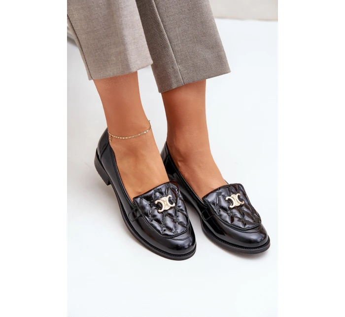 Kožené Lakované Mokasíny Se Zlatou Dekorací Laura model 21683149 Černé - Laura Messi