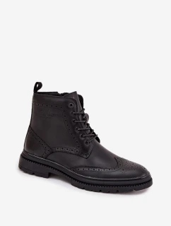 Pánske kožené členkové topánky Lee Cooper - čierne