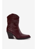 Dámske členkové topánky na podpätku D8271 Burgundy - Sweet Shoes Dámske členkové topánky na podpätku D8271 Burgundy - Sweet Shoes