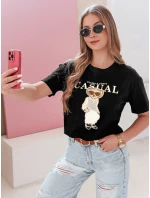 Dámské tričko s medvídkem černé Dstreet model 21988866 - FashionStreet Dámské tričko s medvídkem černé Dstreet model 21988866 - FashionStreet