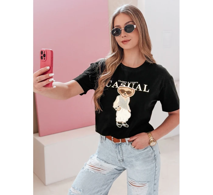 Dámské tričko s medvídkem černé Dstreet model 21988866 - FashionStreet Dámské tričko s medvídkem černé Dstreet model 21988866 - FashionStreet