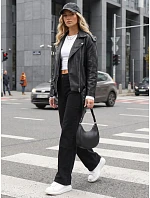 Dámske džínsy s vysokým pásom a regular fit, čierne, FashionStreet UY3094