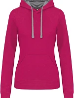 Kariban K 465 Dámska mikina s kontrastnou kapucňou 20.K465 fuchsia/svetlo šedá