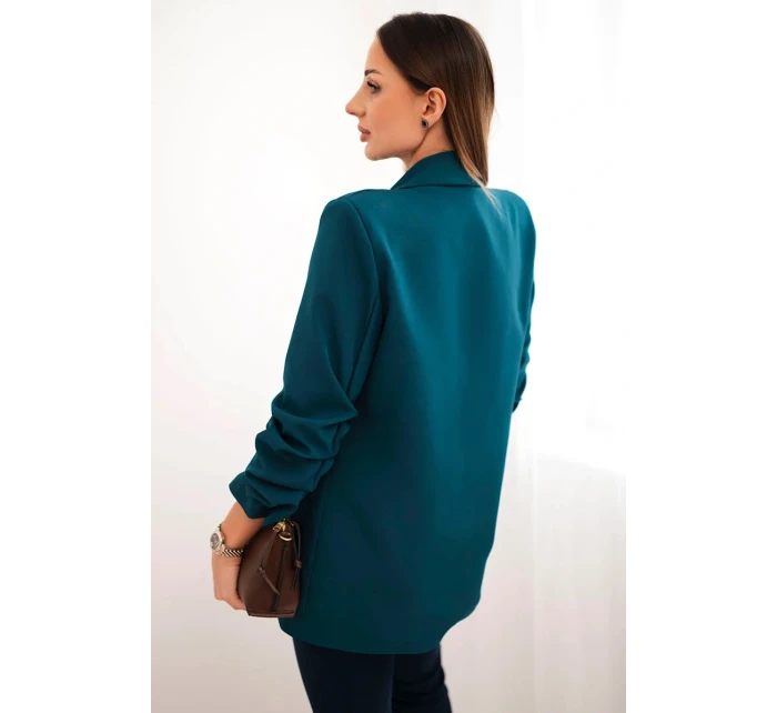 Bunda s klopami elegantná tmavá teal