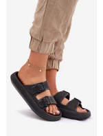 Klapki Damskie Na Platformie Z Klamrami Czarne Nitiana Klapki Damskie Na Platformie Z Klamrami Czarne Nitiana