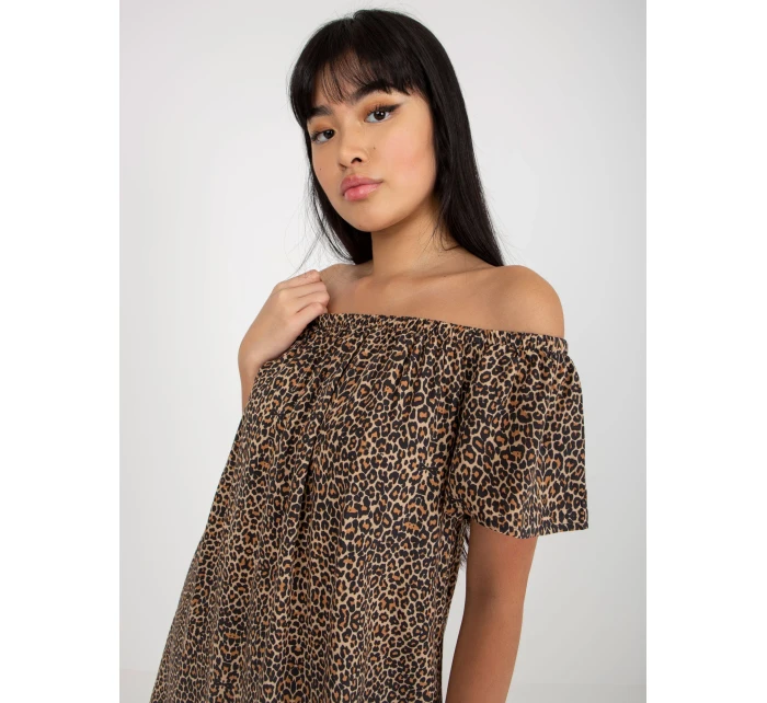 Dámské šaty model 18116319 hnědé - FPrice Dámské šaty model 18116319 hnědé - FPrice