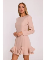 model 21296123 Šaty s volánkovým lemem béžové - Moe