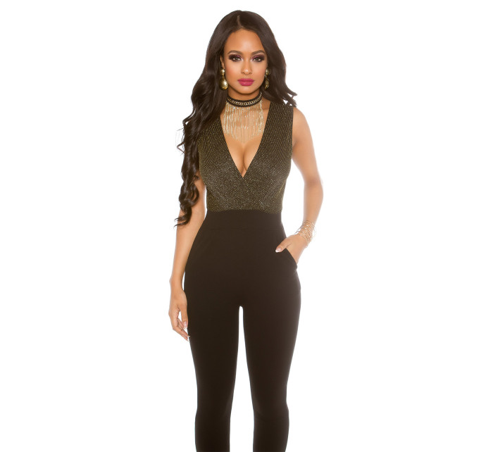 Sexy party-jumpsuit with glitter and v-neck