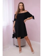 Šaty viazané na rukávy čierne Šaty viazané na rukávy čierne