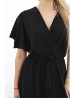 Šaty s vrstveným výstrihom čierne Šaty s vrstveným výstrihom čierne