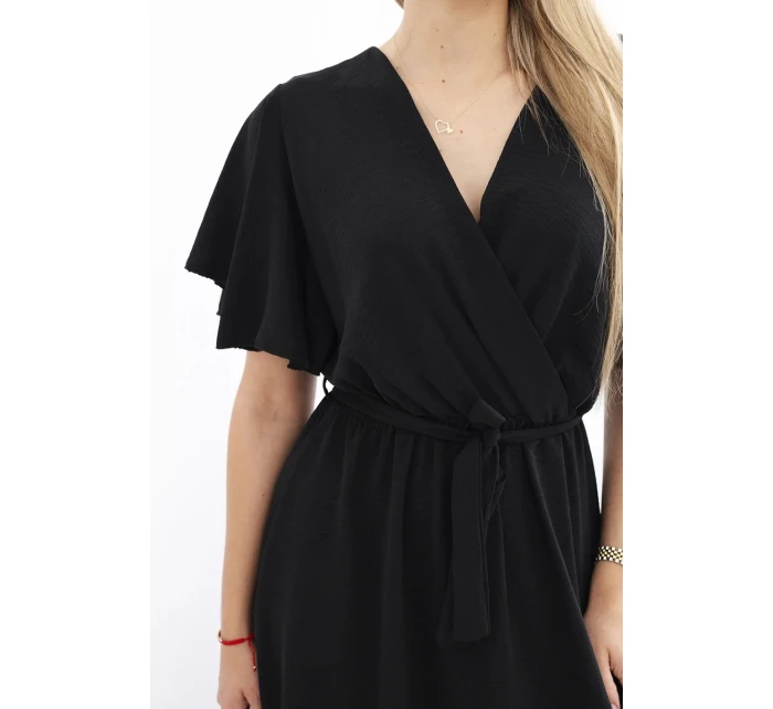 Šaty s vrstveným výstrihom čierne Šaty s vrstveným výstrihom čierne