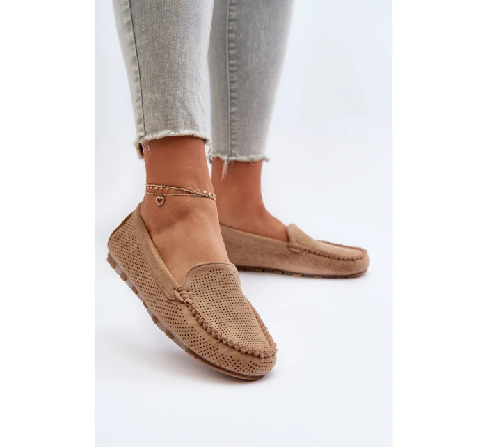 Dámské semišové mokasíny tmavě béžové model 21653934 - Boto