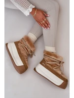 Skórzane Śniegowce Damskie Na Grubej Podeszwie Z Futerkiem Big Star OO274A207 Brązowe Skórzane Śniegowce Damskie Na Grubej Podeszwie Z Futerkiem Big Star OO274A207 Brązowe