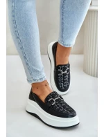 Kožené Dámské Mokasíny Na Platformě S Dekorací Černé model 21675568 - VINCEZA