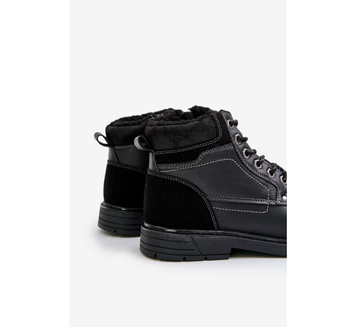 Ocieplane Trapery Męskie Z Eko Skóry Czarne Venredia