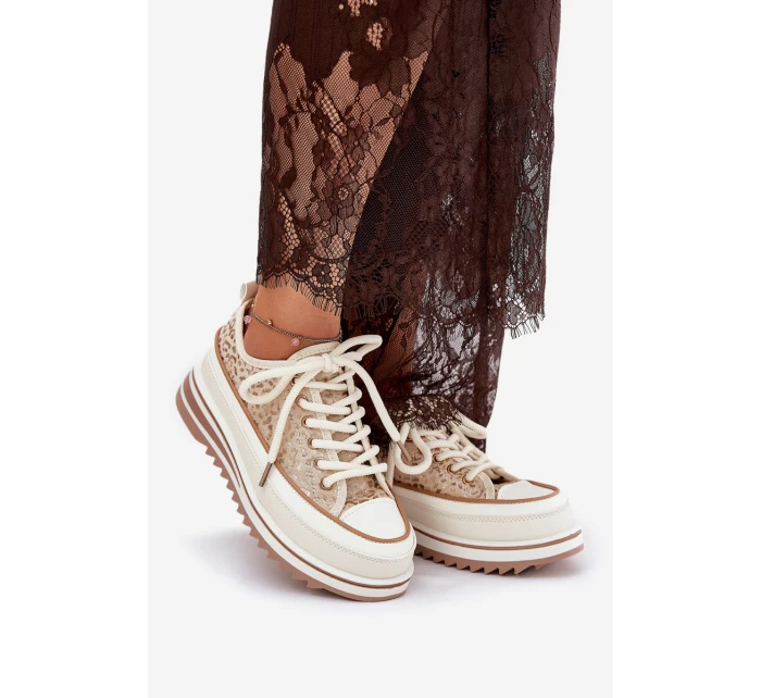 Dámské Tenisky Na Masivní Platformě model 21691040 Béžové - S.Barski