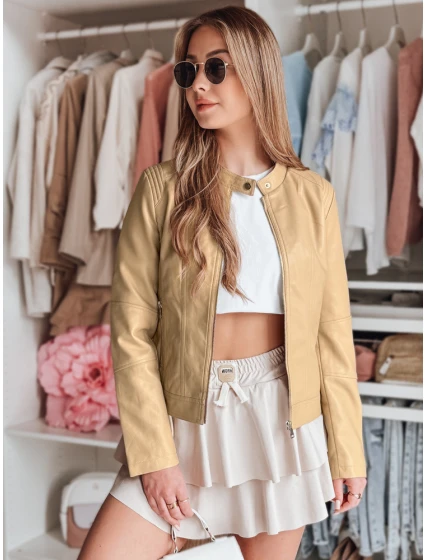Dámská kožená bunda s kapucí beige Dstreet model 21981903 - FashionStreet