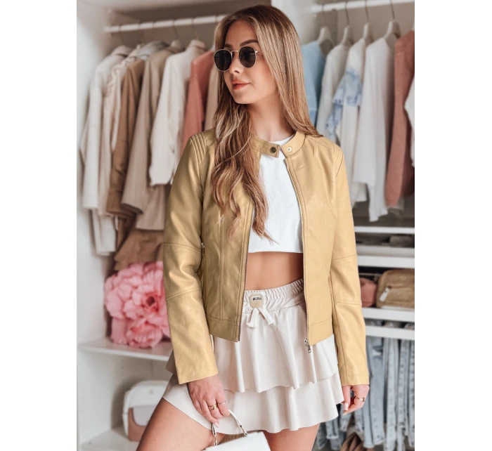 Dámská kožená bunda s kapucí beige Dstreet model 21981903 - FashionStreet