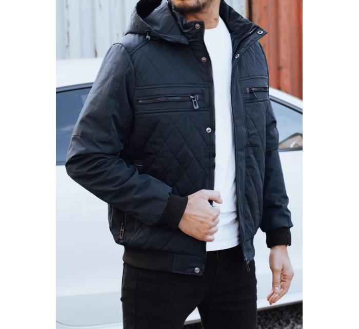 Pánská přechodná prošívaná bunda s kapucí tmavě modrá Dstreet model 21990745 - FashionStreet Pánská přechodná prošívaná bunda s kapucí tmavě modrá Dstreet model 21990745 - FashionStreet