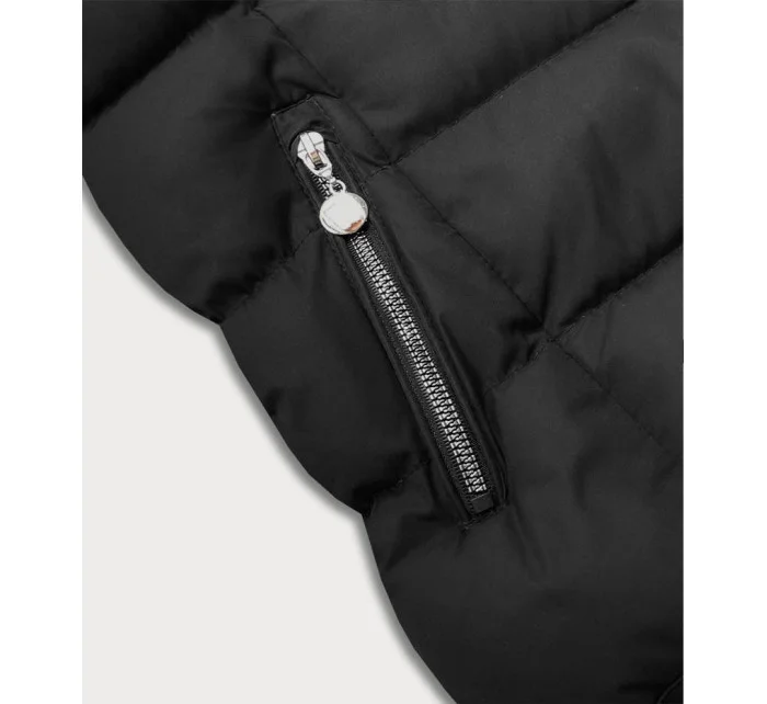 Čierna páperová dámska vesta (5M719-392)