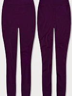 Dámske legíny s ozdobnými švami tmavo fialové (54460)