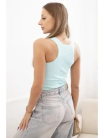 Dámská pruhovaná tílko s ozdobnou nášivkou světle mátová