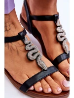 Kožené sandály s ozdobným Černá model 21619057 - S.Barski Kožené sandály s ozdobným Černá model 21619057 - S.Barski