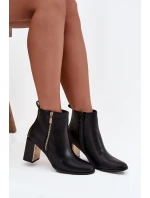 Dámské kotníkové boty na podpatku z eko kůže černé model 21747901 - Boto
