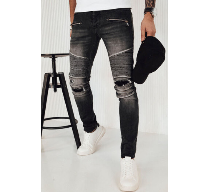 Pánske tmavosivé džínsové nohavice Dstreet UX4151