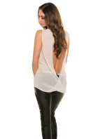 Trendy KouCla blouse with fake leather application
