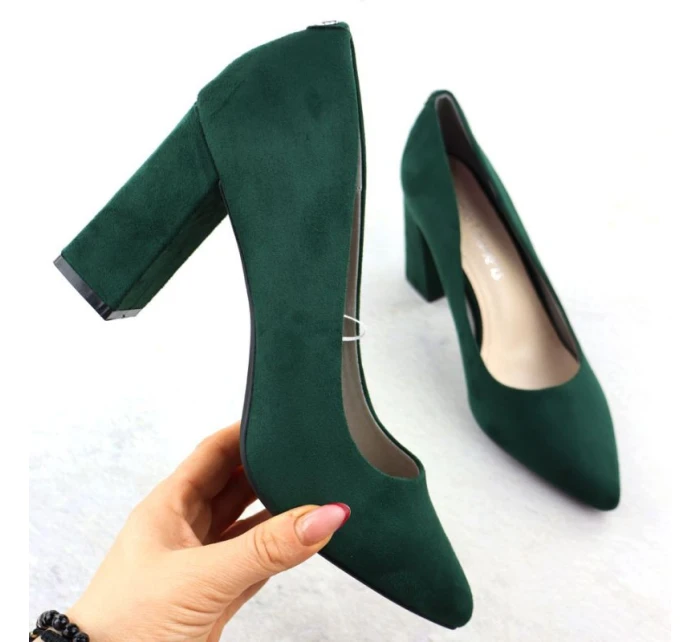 Zelené semišové lodičky na jehlovém podpatku Sergio model 21906157 - LEONE