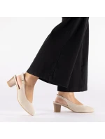 Béžové kožené lodičky s otvorenou špičkou Rieker 44651-60