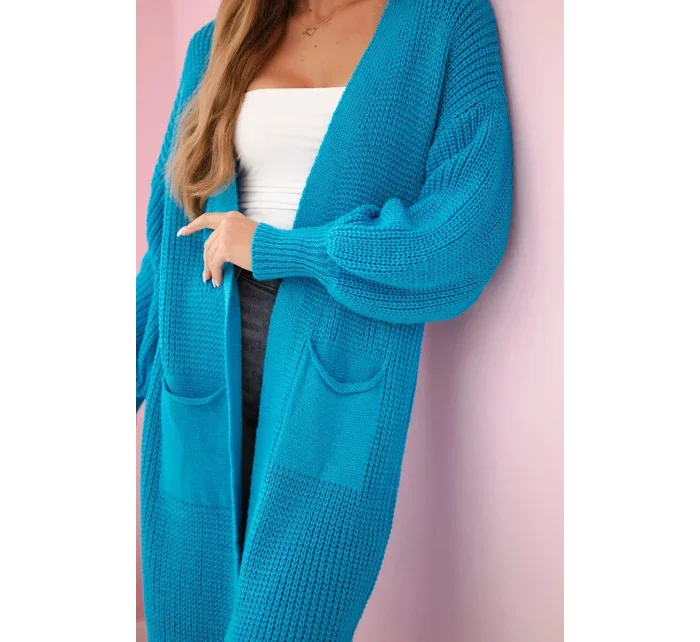 Dlhý sveter tyrkysovej farby