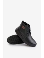 Botki Męskie Ocieplane Na Zamek Sznurowane Czarne Hlimena