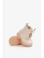 Zateplené dětské boty s medvídkem na zip béžové model 21678623 - Boto