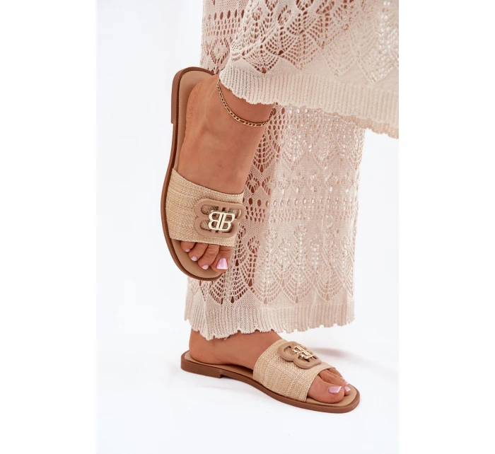 Ploché Dámské Klapky S Ozdobným Béžové model 21699564 - Boto