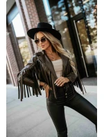 model 21371205 Krátká bunda s třásněmi z měkké ekokůže čokoládová - numoco basic model 21371205 Krátká bunda s třásněmi z měkké ekokůže čokoládová - numoco basic