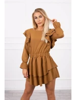 Šaty s vertikálnymi volánikmi camel Šaty s vertikálnymi volánikmi camel