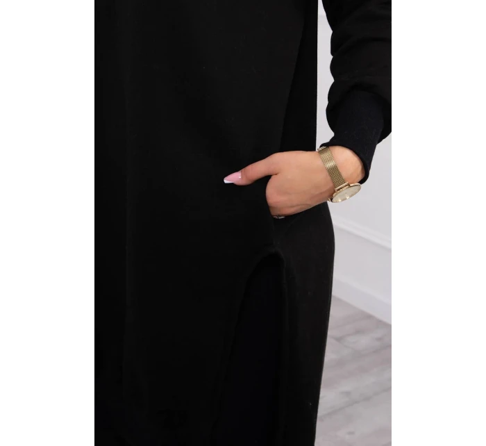 Zateplená mikina s bočnými otvormi čierna