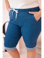 Dámske bavlnené šortky s džínsovými kravatami v nadmernej veľkosti