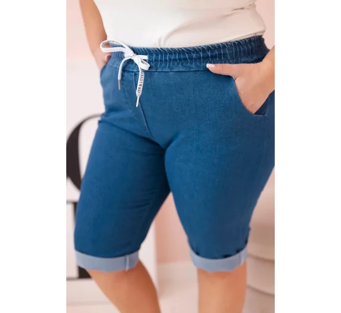 Dámske bavlnené šortky s džínsovými kravatami v nadmernej veľkosti