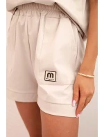 Dámská punto souprava s krátkým rukávem a model 21176904 šortkami beżowy - K-Fashion Dámská punto souprava s krátkým rukávem a model 21176904 šortkami beżowy - K-Fashion