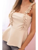 Dámská bavlněná blůza s výstřihem do V a potiskem bílá