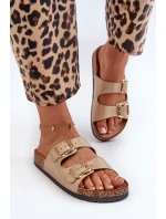 Klapki Damskie Z Klamrami Złote Fronila