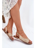 Dámské Sandály Na Plochém Podpatku Zlaté model 21698451 - EVENTO