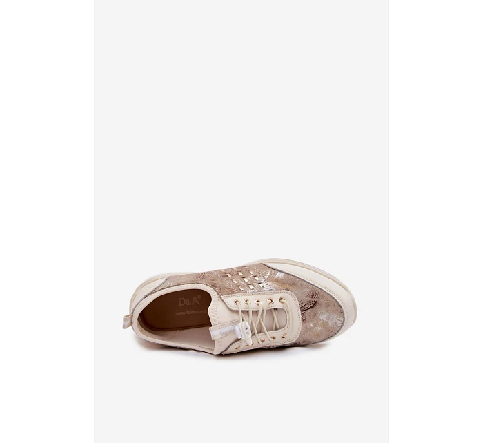 kožené polobotky Dívčí  Béžové model 22100265 - D&A