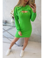 Šaty s kapucňou zelené neónové